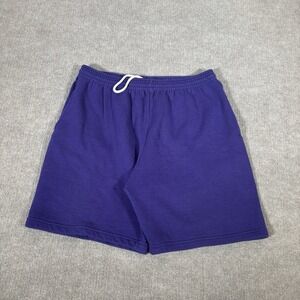 Vintage 90s Jerzees Sweat Shorts Mens L Purple Fleece Blank Pockets Made In USA